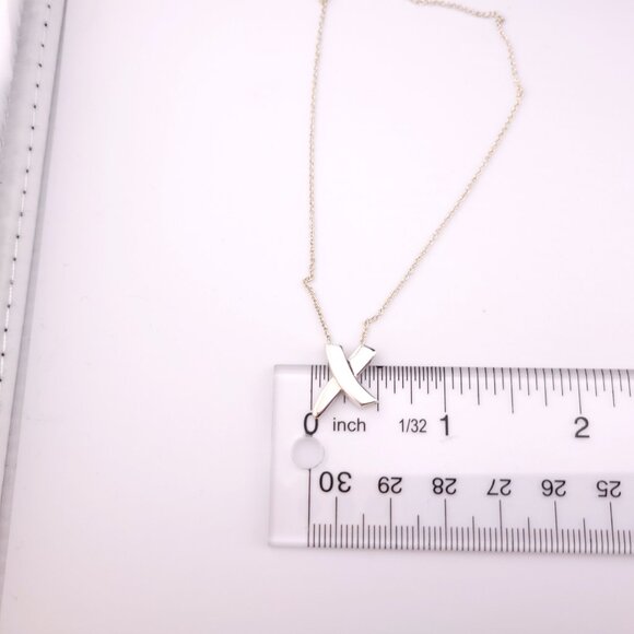 Tiffany & Co. Sterling Silver Paloma Picasso X Kiss Pendant Necklace 16"inch - Picture 5 of 13